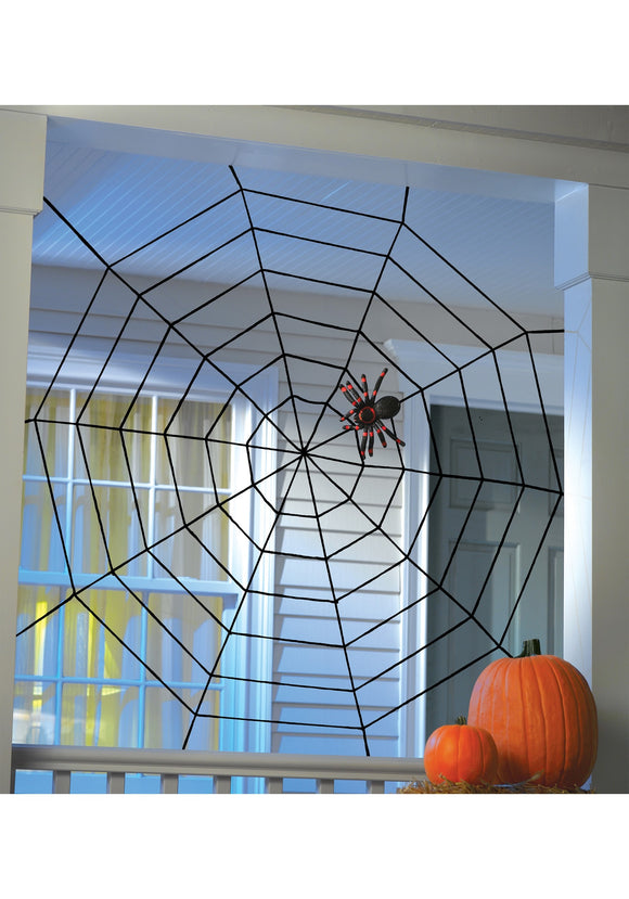 5' Black Widow Rope Web Decoration
