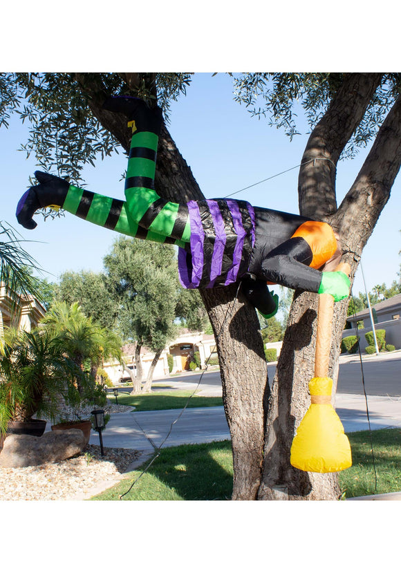 5 Foot Witch Stuck on Tree Inflatable Decoration