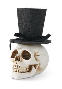 5" Resin Skull with Glittery Top Hat