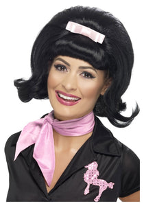 50s Flicked Beehive Black Wig