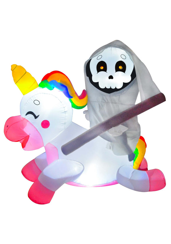 5FT Tall Inflatable Reaper Riding Unicorn Decoration