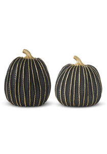 6" Gold & Black Stripe Pumpkins