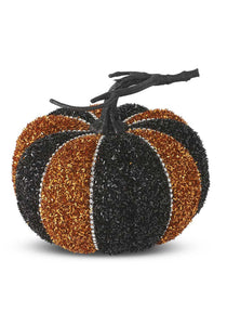 Black & Orange 6" Tinsel Pumpkin