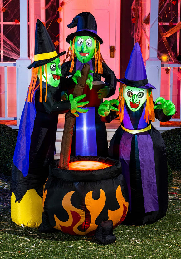6 Foot Cauldron & Witches Inflatable Decoration