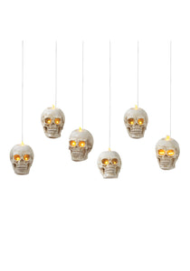 6 Hanging Lighted Skulls with Remote Control