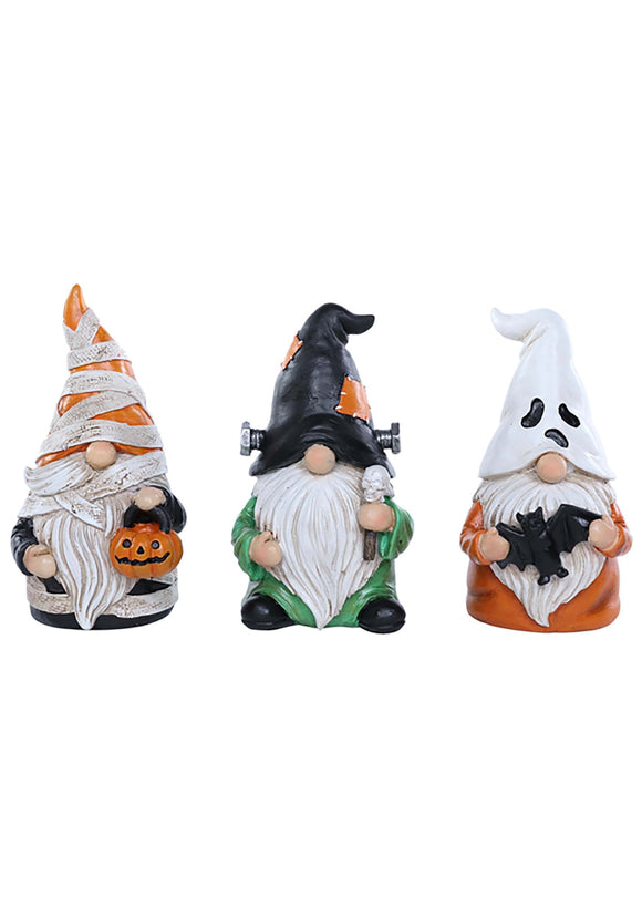 6-Inch Set of 3 Halloween Character Resin Gnomes Decoration