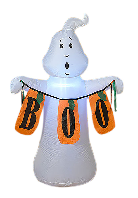 60 Inch Electric Color Changing Inflatable White Ghost with Boo Sign