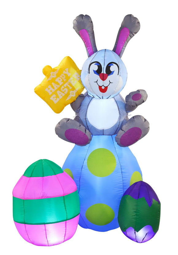 Large Bunny on Eggs Inflatable Decoration