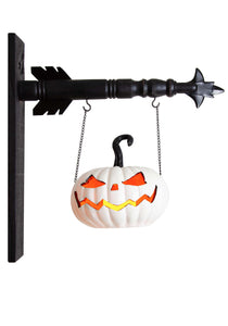 7" LED White Resin Jack O Lantern Arrow Figure