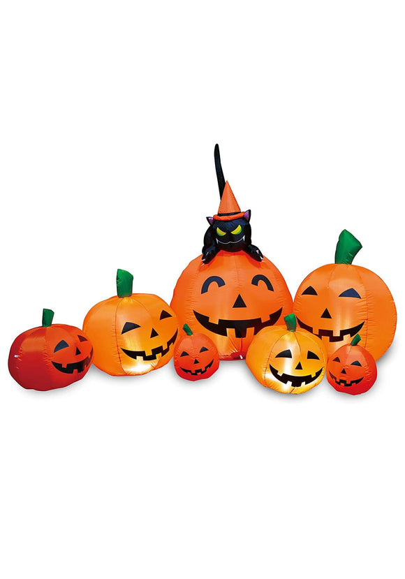 Inflatable 7ft Pumpkin Patch w/ Cat Halloween Decoration