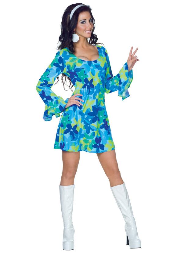 Adult 70s Wild Flower Dress Costume