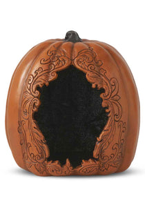 8 Inch Hollow Orange Pumpkin w/Black Glitter Inside