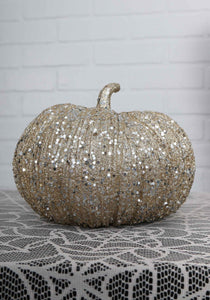 7 Inch Champagne Glitter Pumpkin