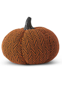 Orange and Black Herringbone 8" Pumpkin