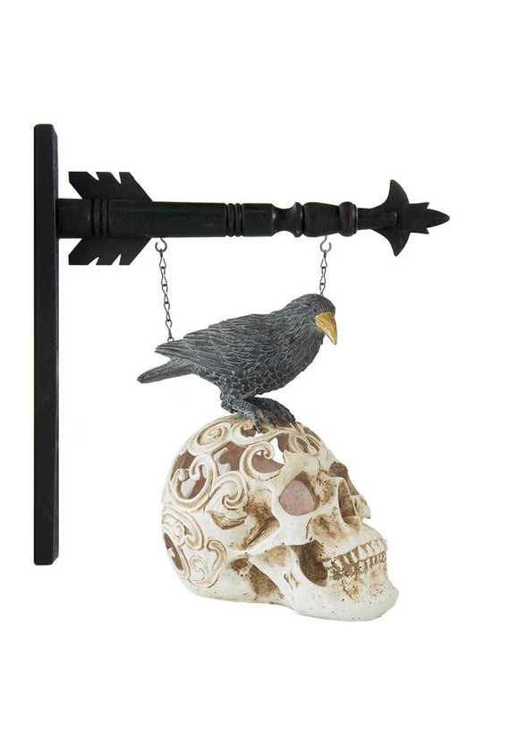 9in LED Skull and Perched Crow Figure