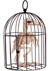 9.5" Raven Skeleton in a Cage