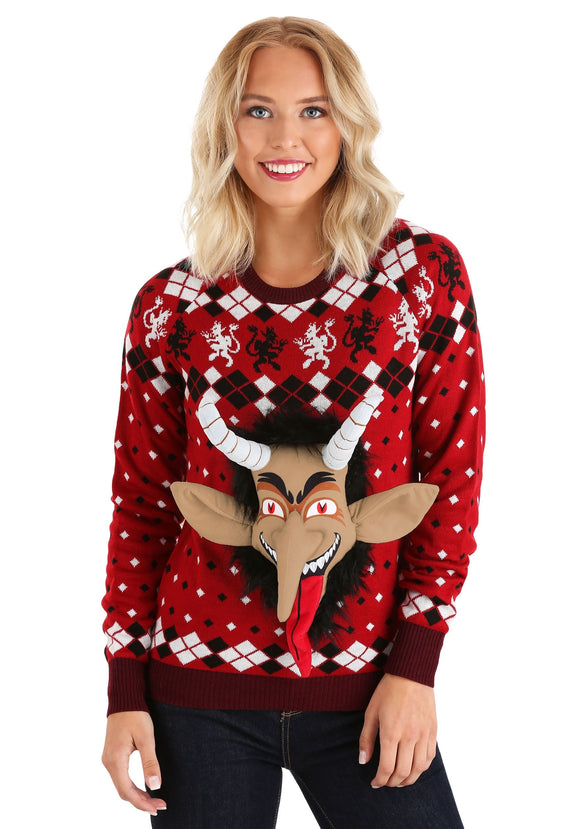 Krampus Head Ugly Christmas Sweater Adult 3D