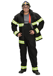 Adult Black Fireman Costume w/ Helmet