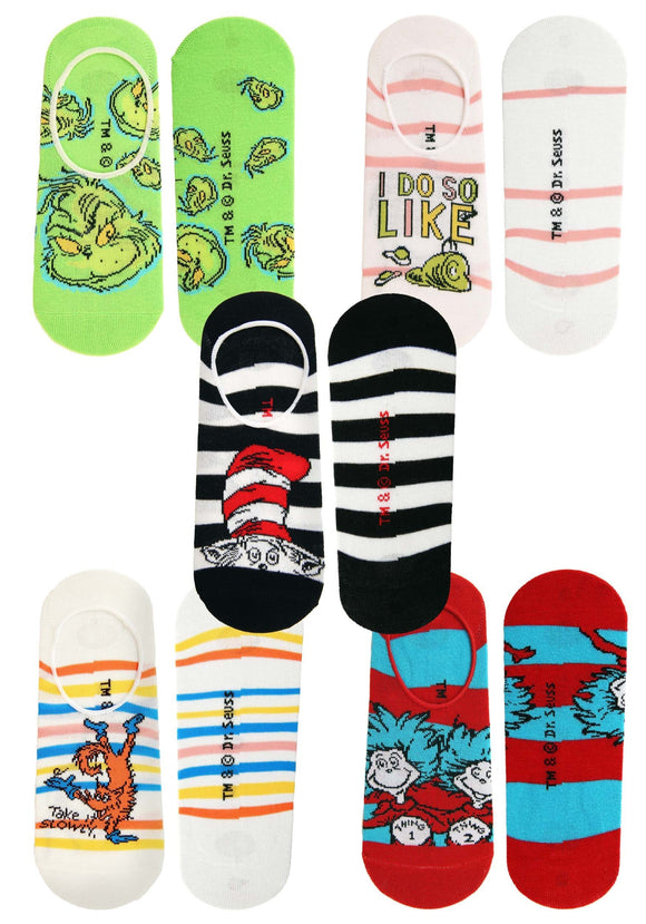 Dr. Seuss No Show Sock Set 5 Pairs for Adults