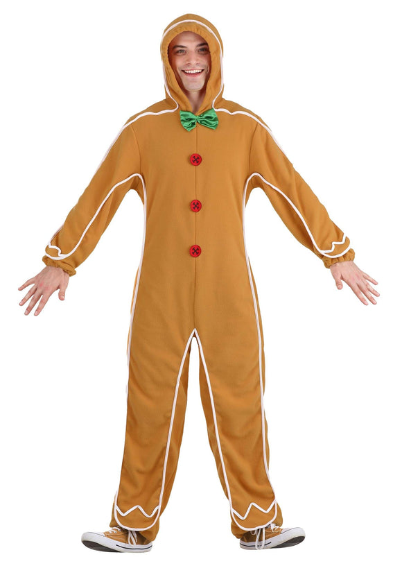 Gingerbread Man Onesie Costume for Adult's