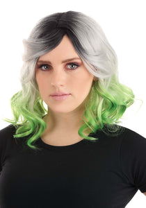 Gray and Green Ombre Adult Wig