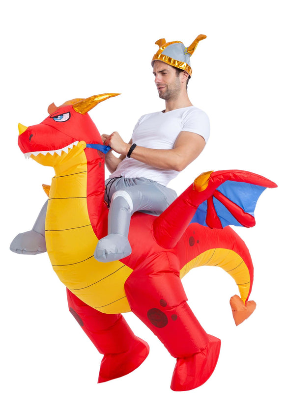 Inflatable Adult Riding-A-Fire Dragon Costume