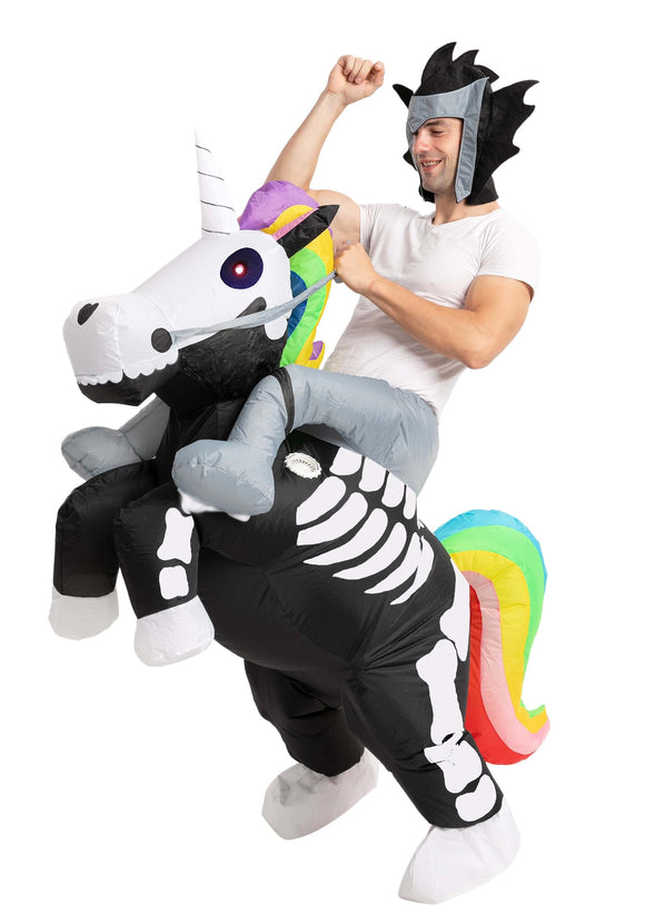 Inflatable Riding-A-Skeleton Unicorn Adult Costume