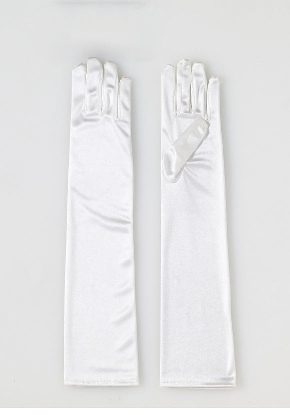 Adult Long Ivory Satin Gloves