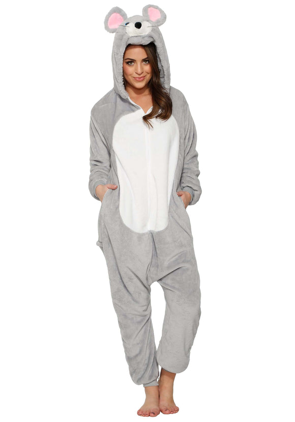 Adult Gray Mouse Onesie Costume