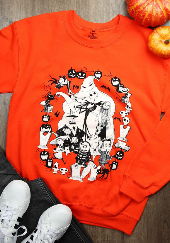 Nightmare Before Christmas Orange Sweatshirt for Adults