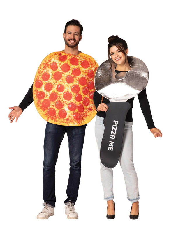 Pepperoni Pizza and Pizza Cutter Couples Adult Costume