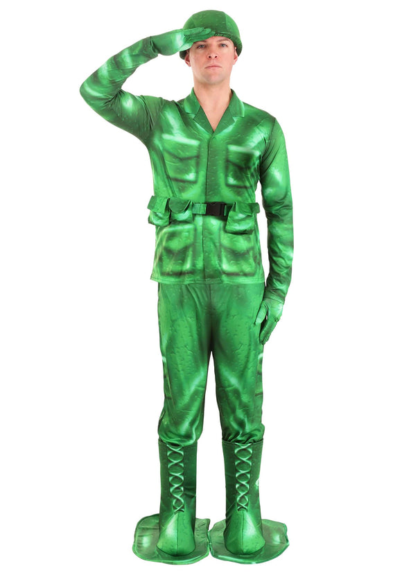 Plastic Green Army Man Costume for Adults