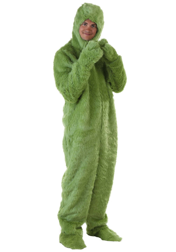 Plus Size Green Furry Jumpsuit for Adults