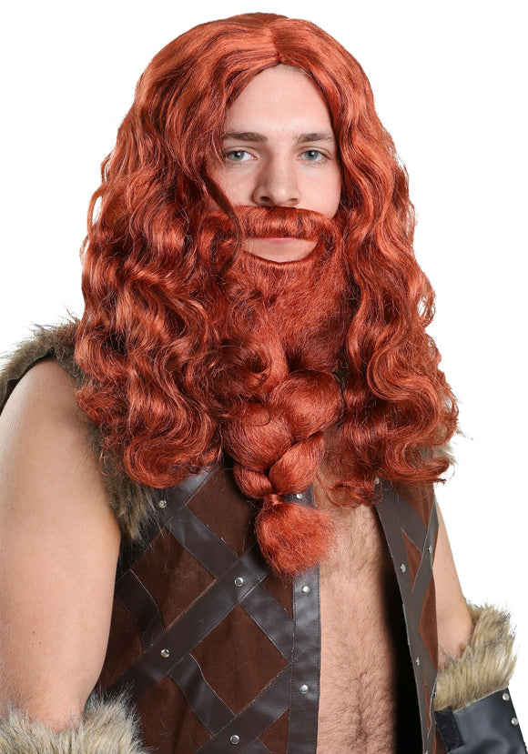 Red Viking Wig and Beard Set for Men