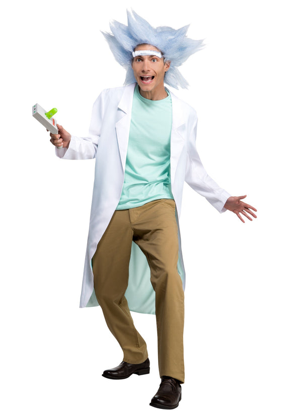 Deluxe Rick and Morty Adult Rick Costume with Wig & Unibrow