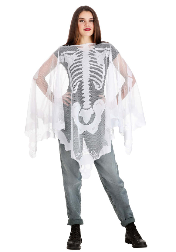 Sheer Skeleton Costume Poncho
