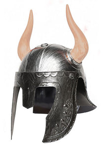 Silver Adult Horned Helmet