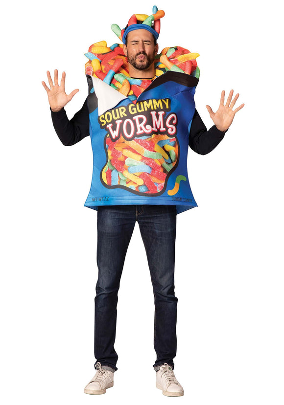 Sour Gummy Worm Adult Costume