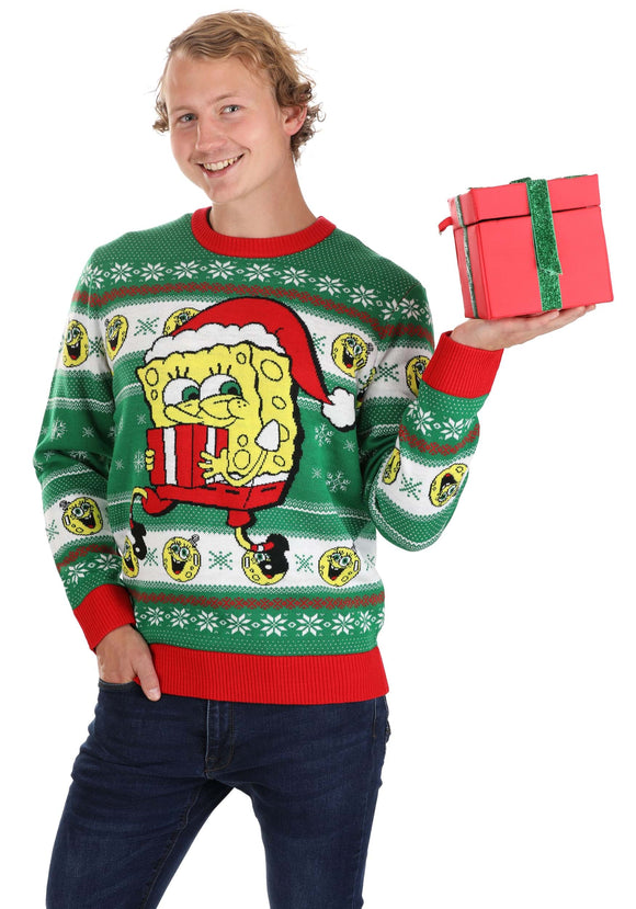 Adult Spongebob Present Ugly Christmas Sweater