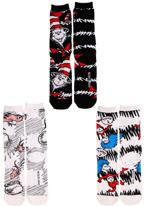 The Cat in the Hat Adult Crew Sock Set for Adults
