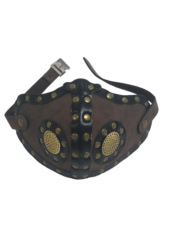 Vented Faux Leather Steampunk Adult Mask with Studs