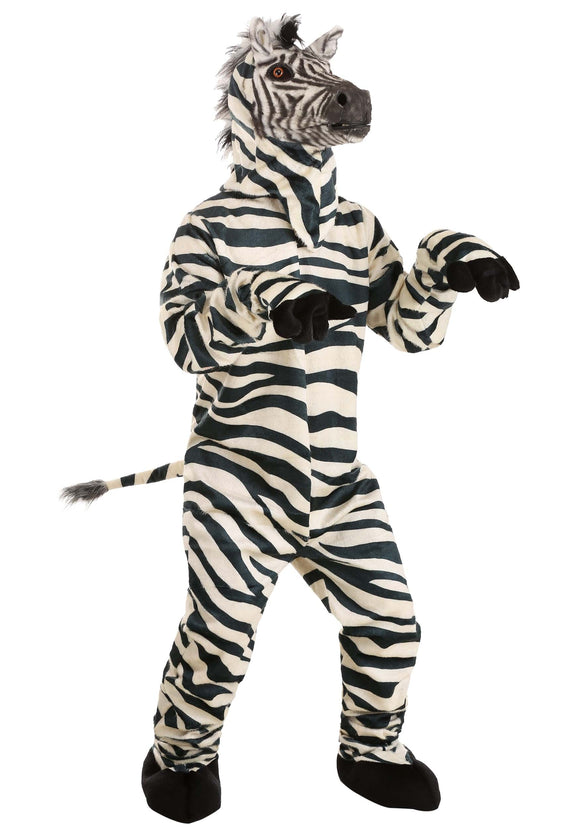 Zebra Suit with Mouth Mover Mask for Adults