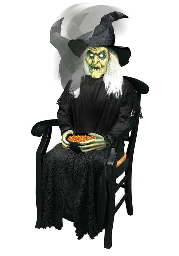 Sitting Animated Witch Candy Bowl