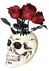 Animated Skull Vase with Roses Halloween Decoration
