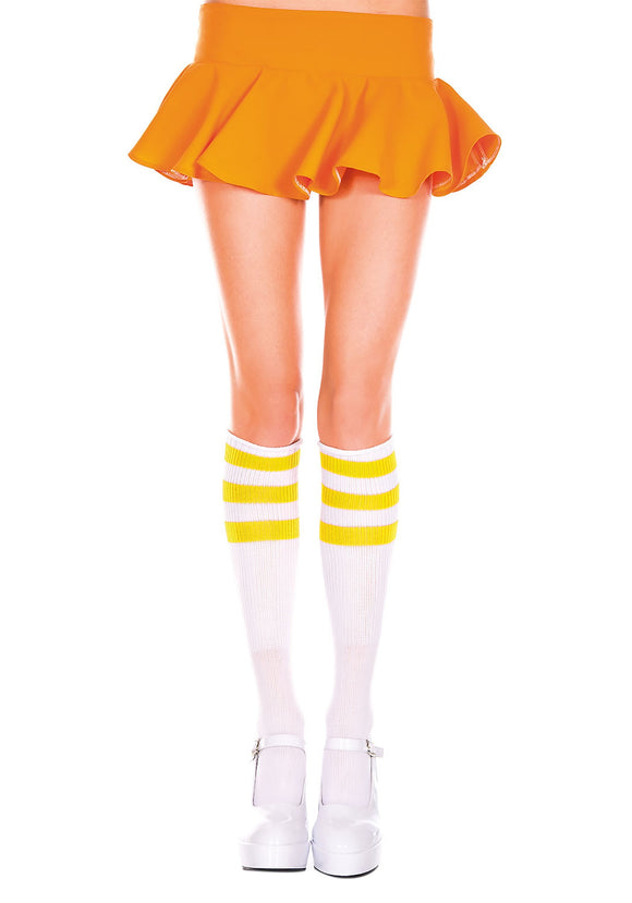 Knee High White/Yellow Athletic Stockings