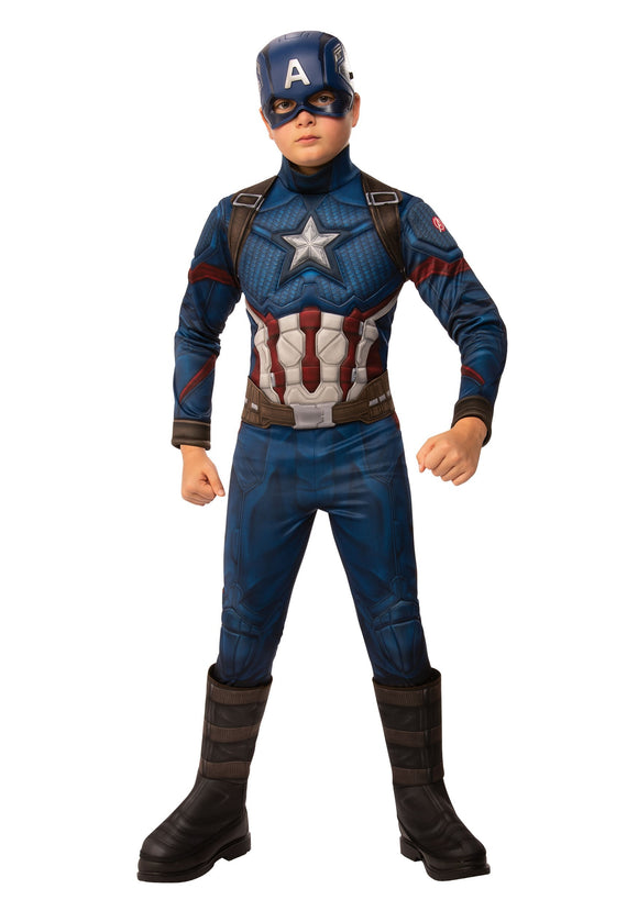 Marvel Avengers Endgame Boys Captain America Deluxe Costume