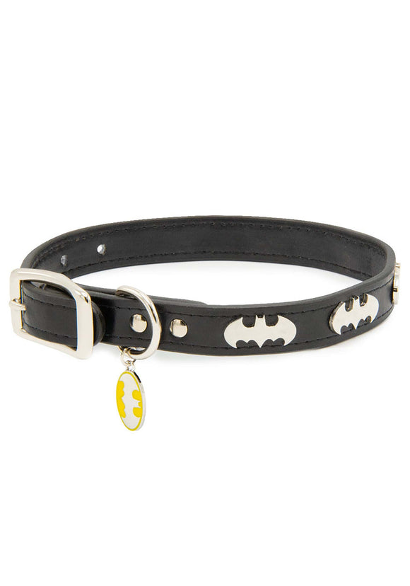 Vegan Batman Black with Bat Signal Embellishments Dog Collar