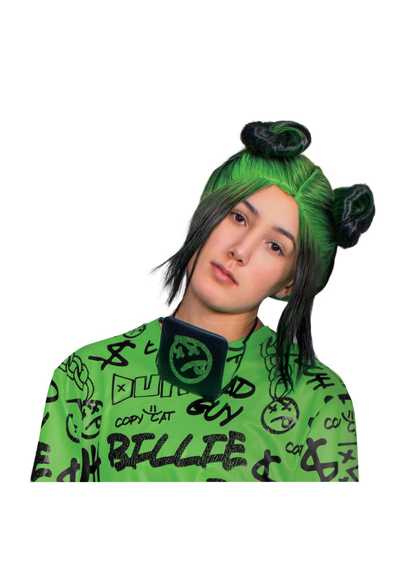 Billie Eilish: Adult Green Double Bun Wig