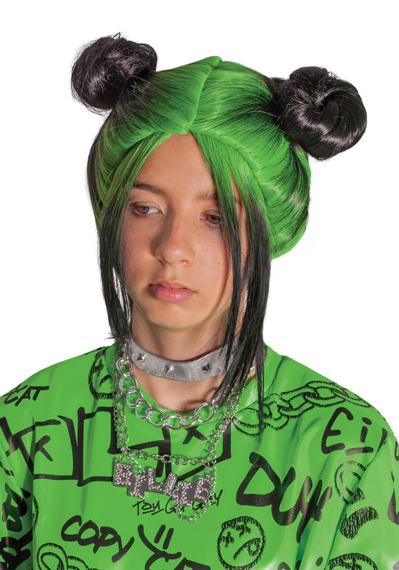 Green Double Bun Wig