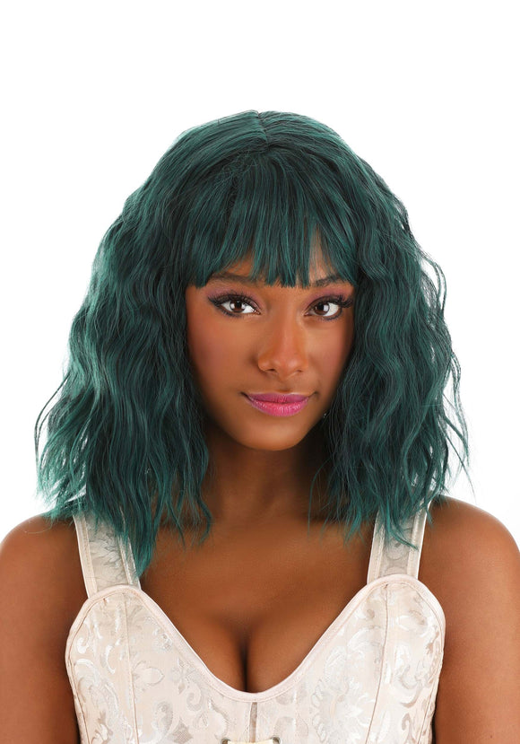 Green and Black Wavy Wig